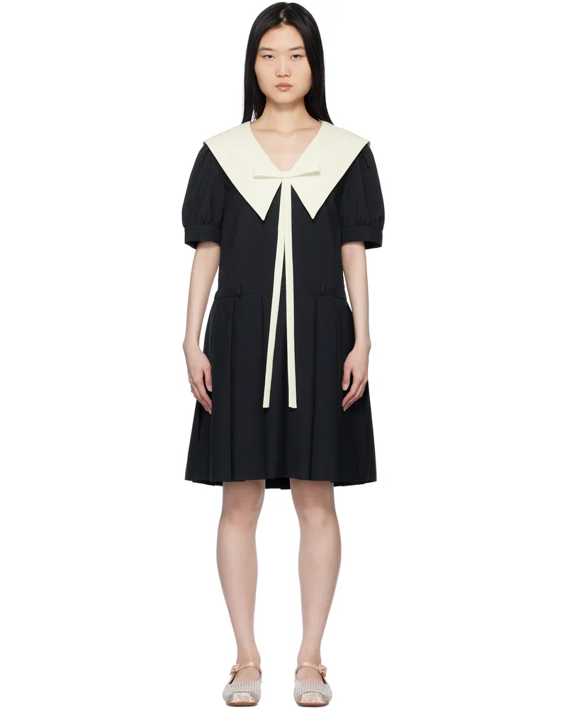 Sandy Liang Navy Alta Midi Dress Navy