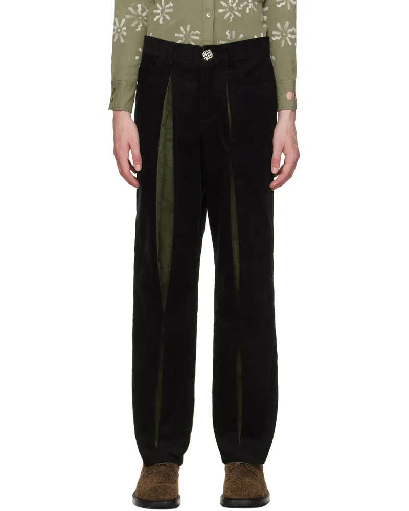 Solitude Studios SSENSE Exclusive Black & Green Reveal Trousers Black