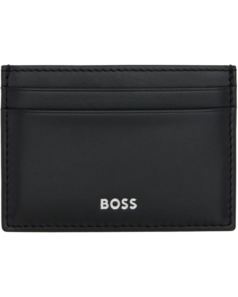 HUGO BOSS Black Buffed Leather Card Holder 001-black