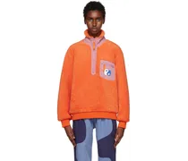 Orange Paneled Zip Sweater