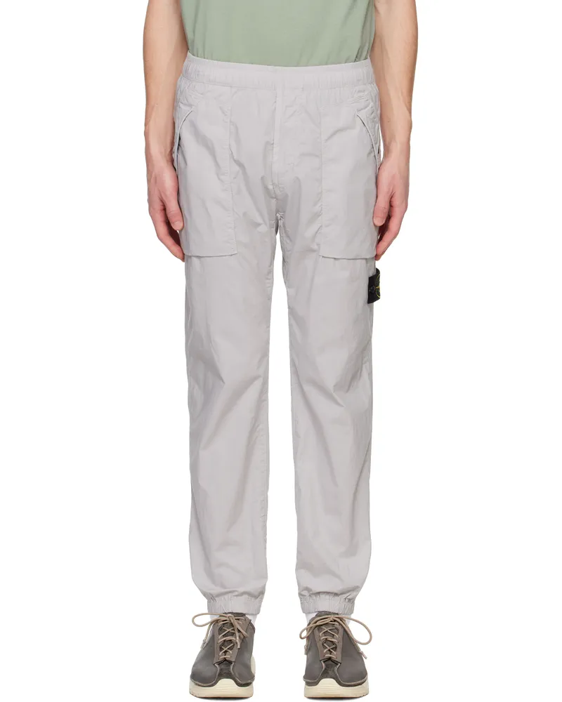 Stone Island Gray Stretch Cotton Tela Paracadute Sweatpants V0061