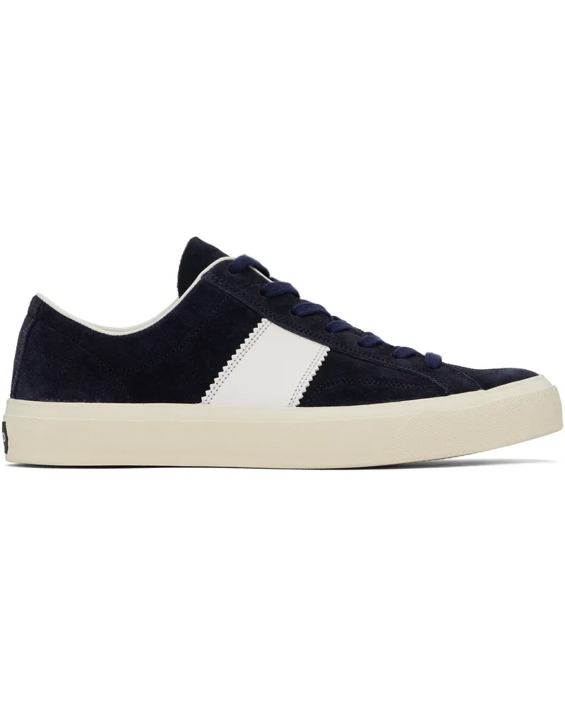 Tom Ford Navy Suede Cambridge Sneakers Midnight