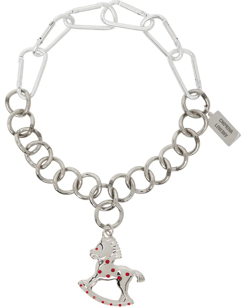 CHOPOVA LOWENA Silver Rockin' Horse Necklace Silver