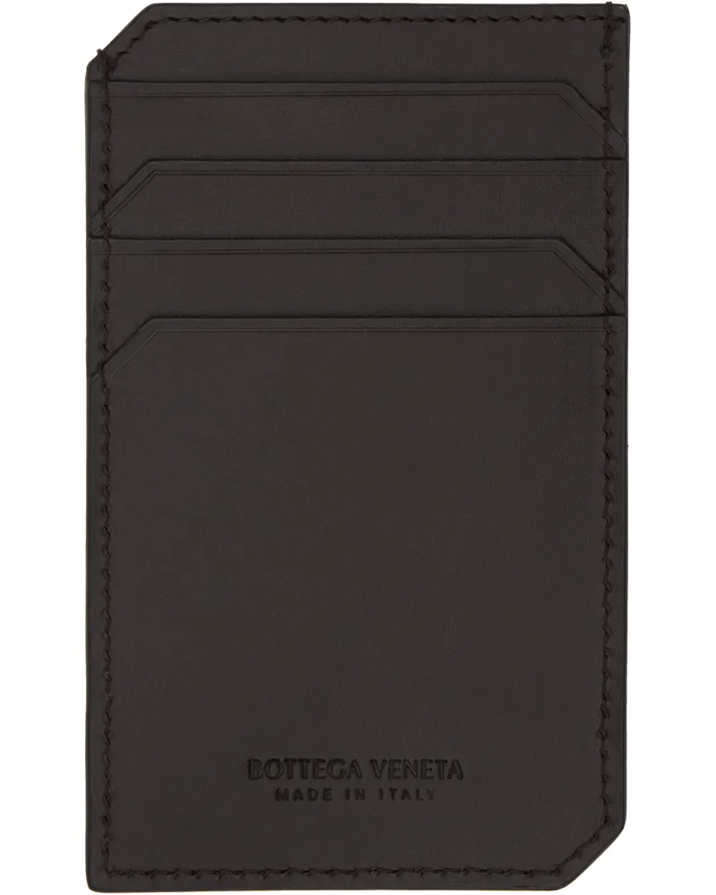 Bottega Veneta Brown Intrecciato Piccolo Vertical Card Holder Fondant