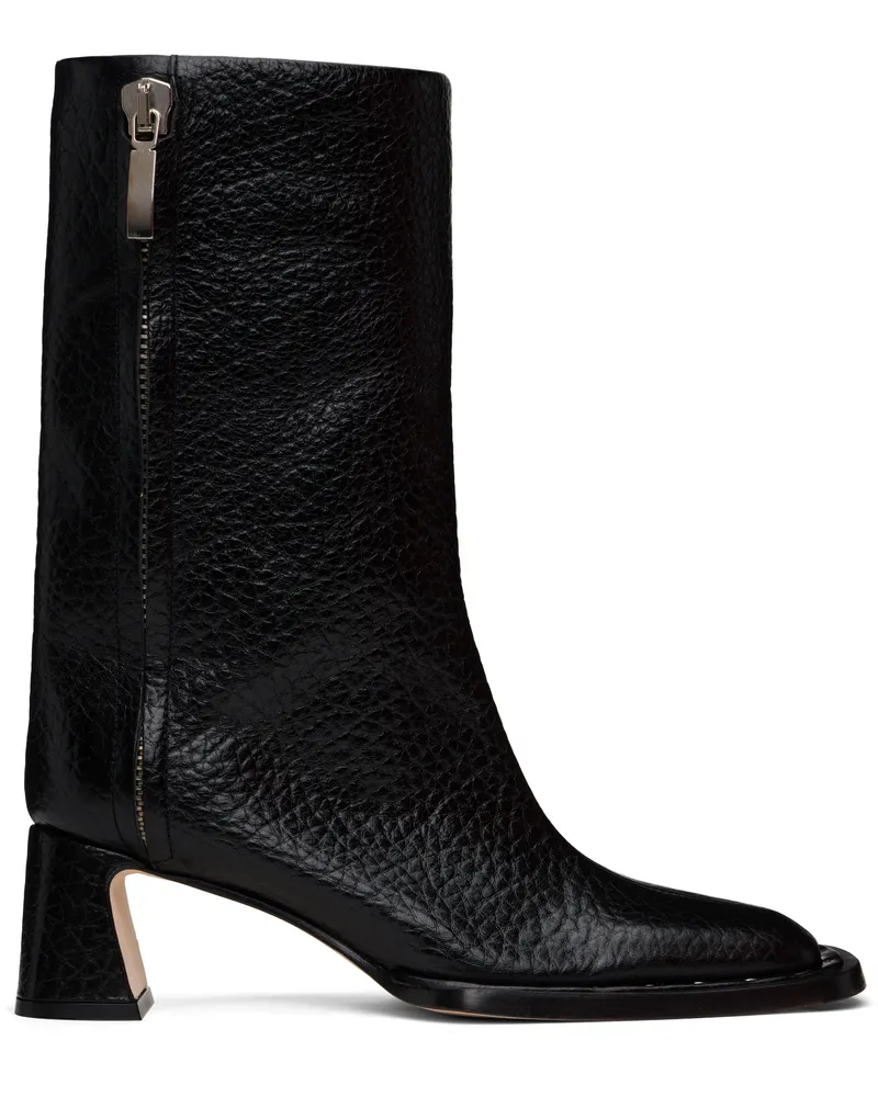 Miista Black Raleigh Grain Ankle Boots Black
