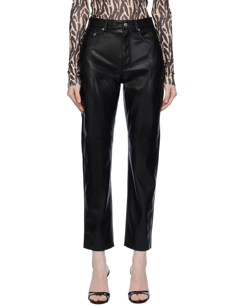 Nanushka Black Vinni Vegan Leather Trousers Black