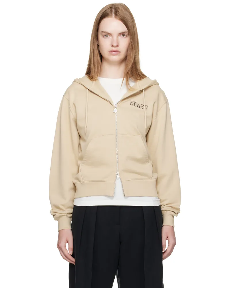 Kenzo Beige Kenzo Paris 'KENZO City' Zip-Up Hoodie 11