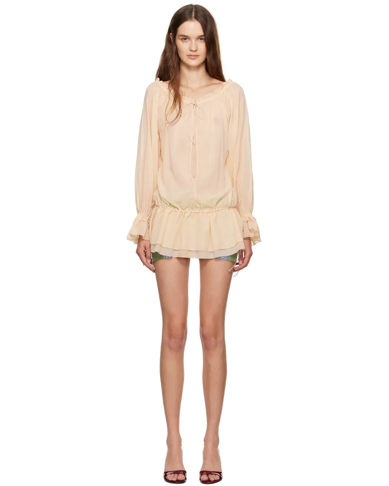 Poster Girl Beige Off-The-Shoulder Minidress Beige