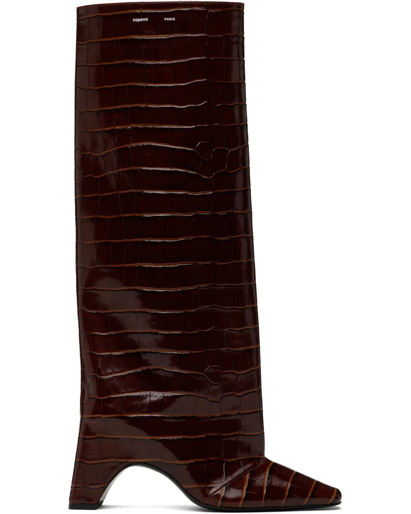 COPERNI Brown Croco Bridge Tall Boots Brown