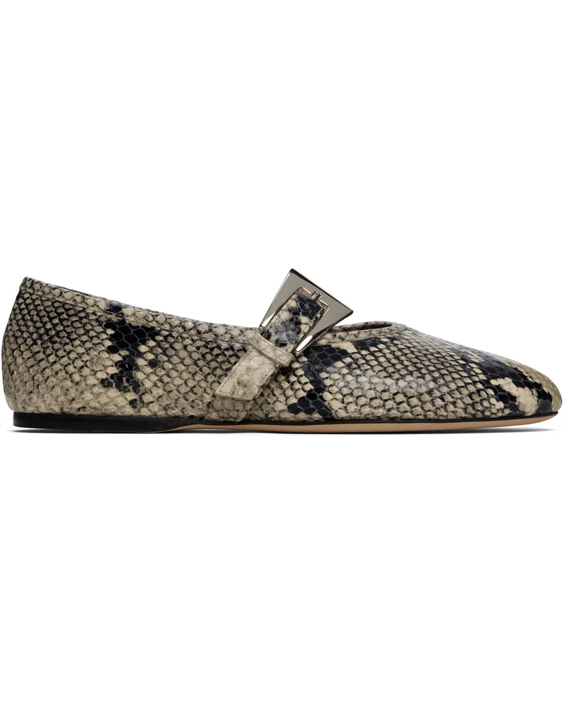 Paris Texas Khaki Sveva Buckle Ballerina Flats Naturale