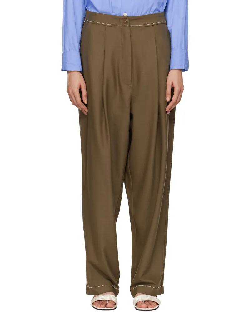 CORDERA Brown Tailoring Stitch Trousers Otter