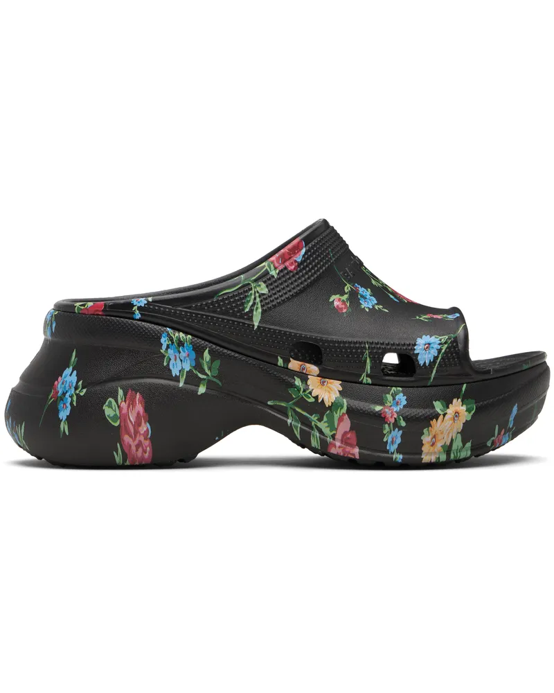 Balenciaga Black Crocs Edition Floral Pool Slides 8154