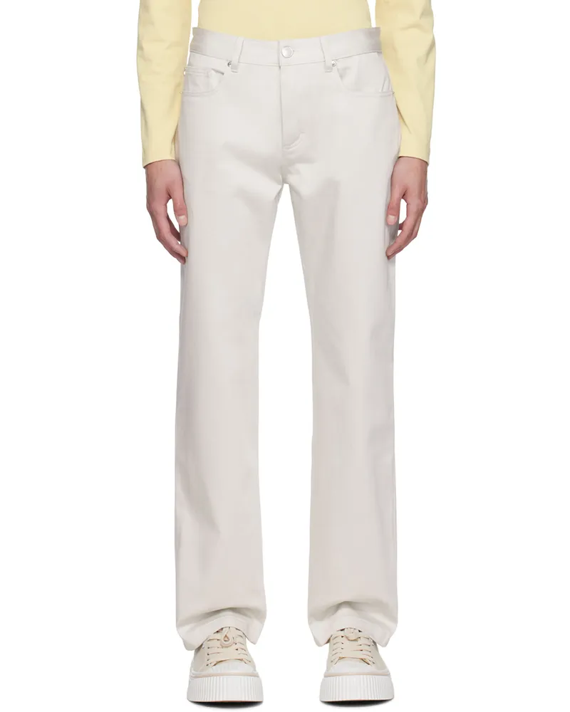 AMI Paris Off-White Straight Fit Trousers Chalk