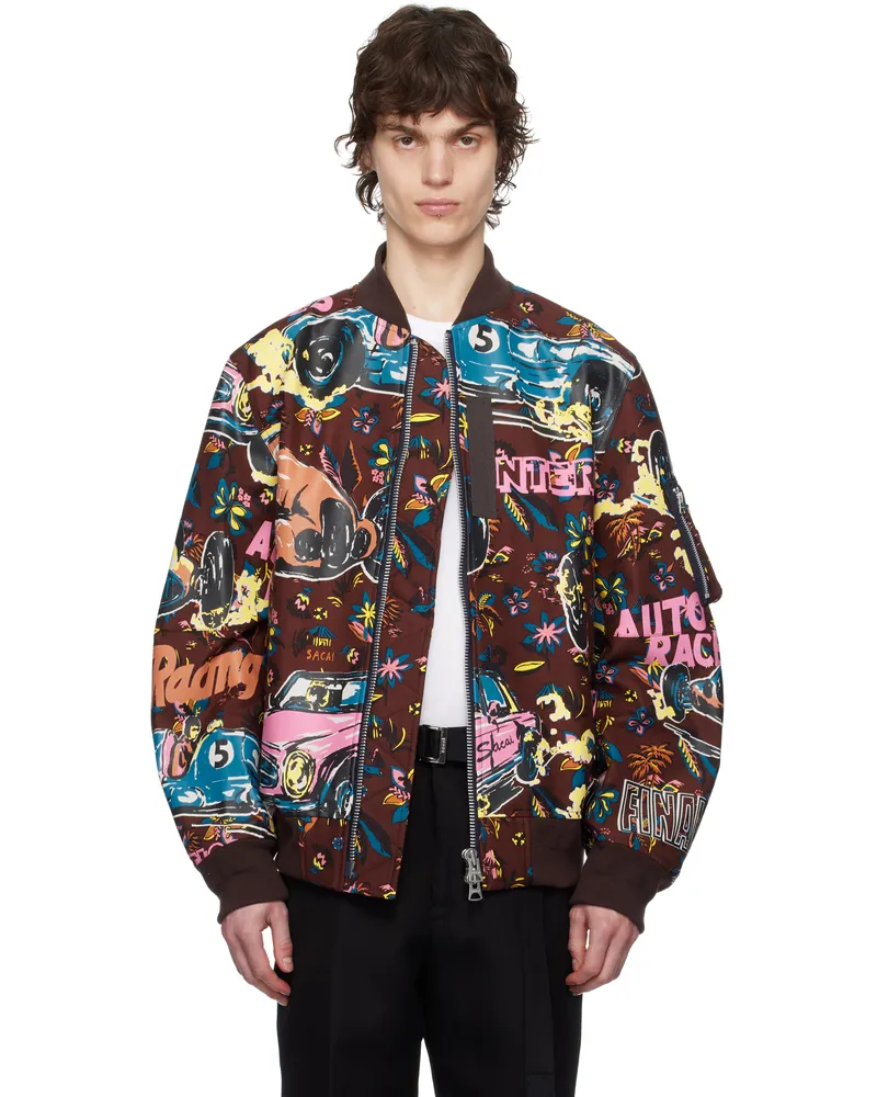 Sacai Multicolor Car Race Tropical Print Bomber Jacket 701