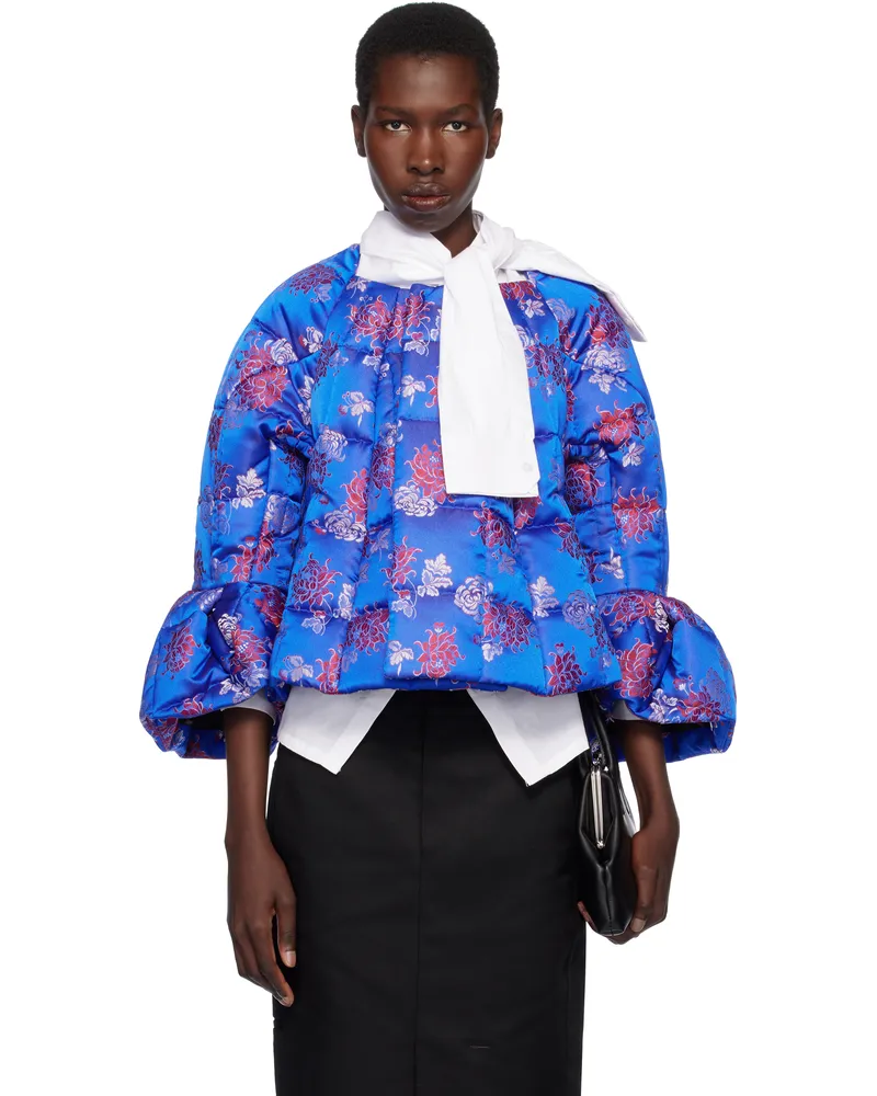Comme des Garçons Navy Jacquard Quilted Jacket Blue