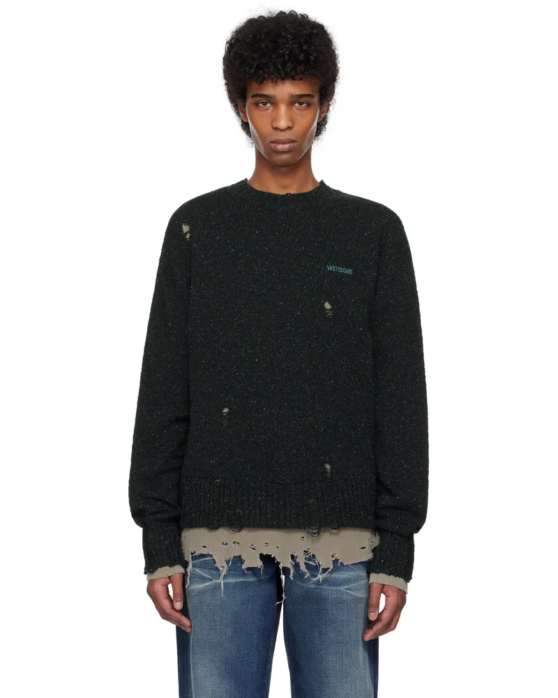 WE 11 DONE Navy Grunge Knit Sweater Navy