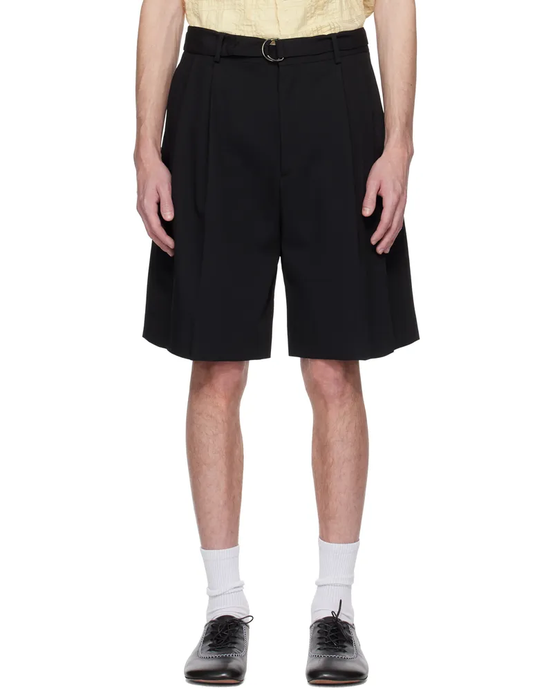 CMMN SWDN Black Marshall Pleated Shorts Black