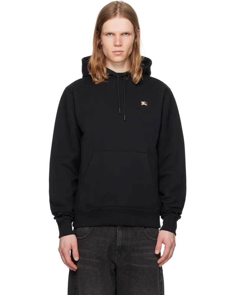 Burberry Black Knight Stamp Cotton Hoodie Black