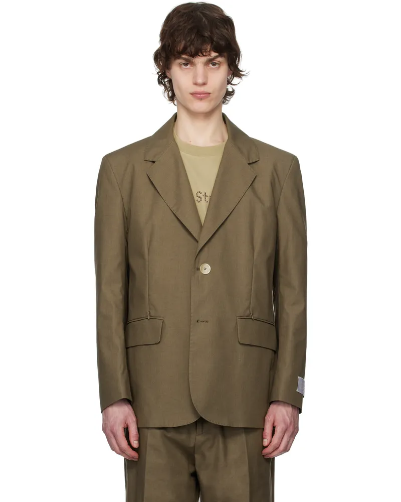 RANRA Khaki Writer Gabardine Tailored Blazer C631