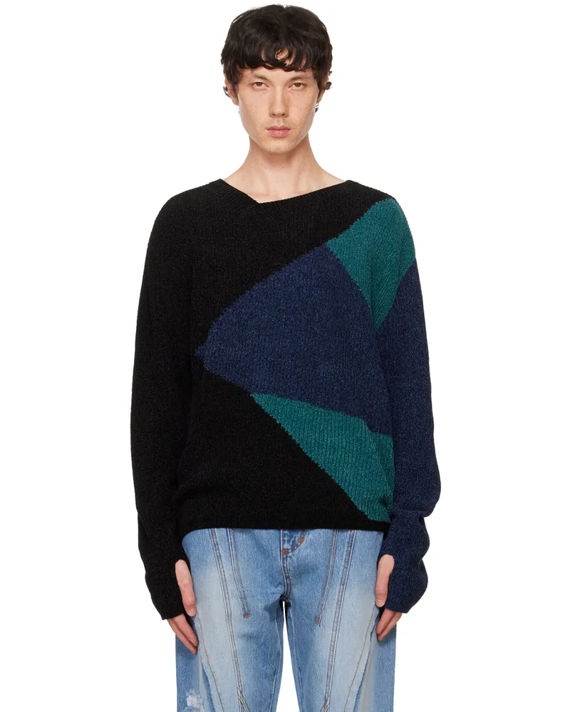 Andersson Bell Black & Blue Fite Sweater Black