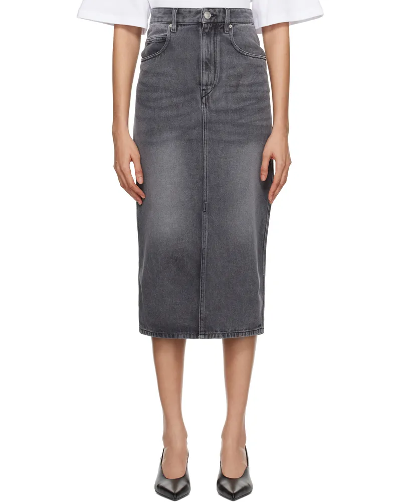 Isabel Marant Gray Tilauria Denim Midi Skirt Grey