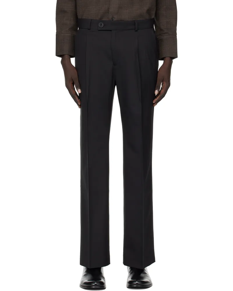 Ernest W. Baker Black Pleated Straight Fit Trousers Black