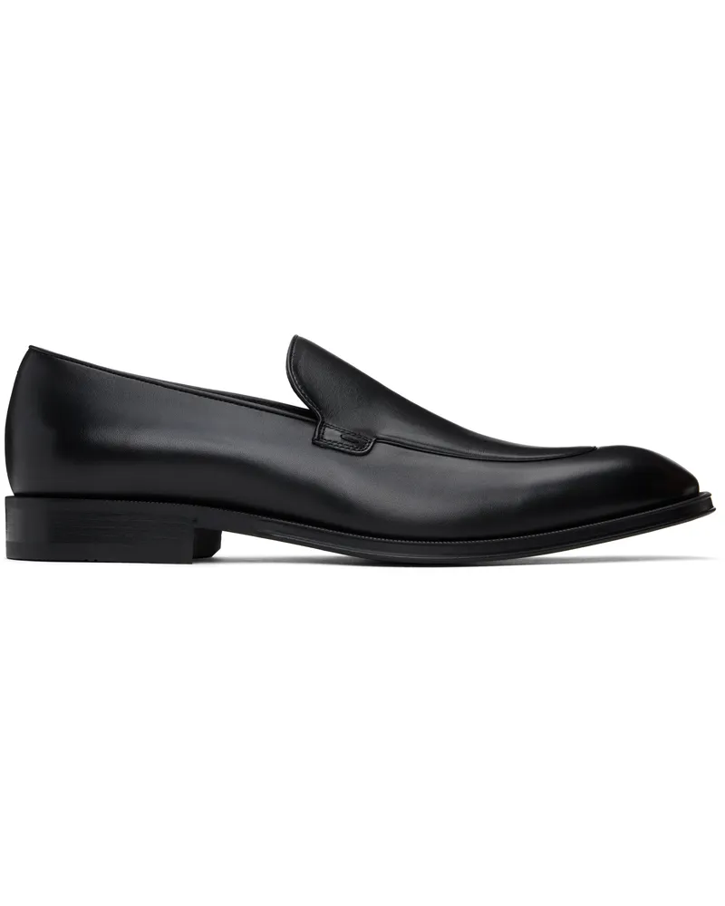 HUGO BOSS Black Leather Apron Toe Loafers 001-black