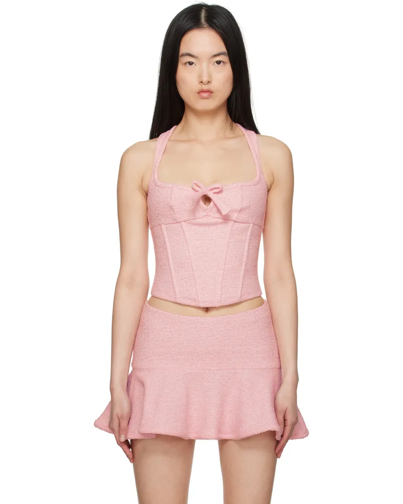 MISBHV Pink Paris Tweed Corset Top Baby