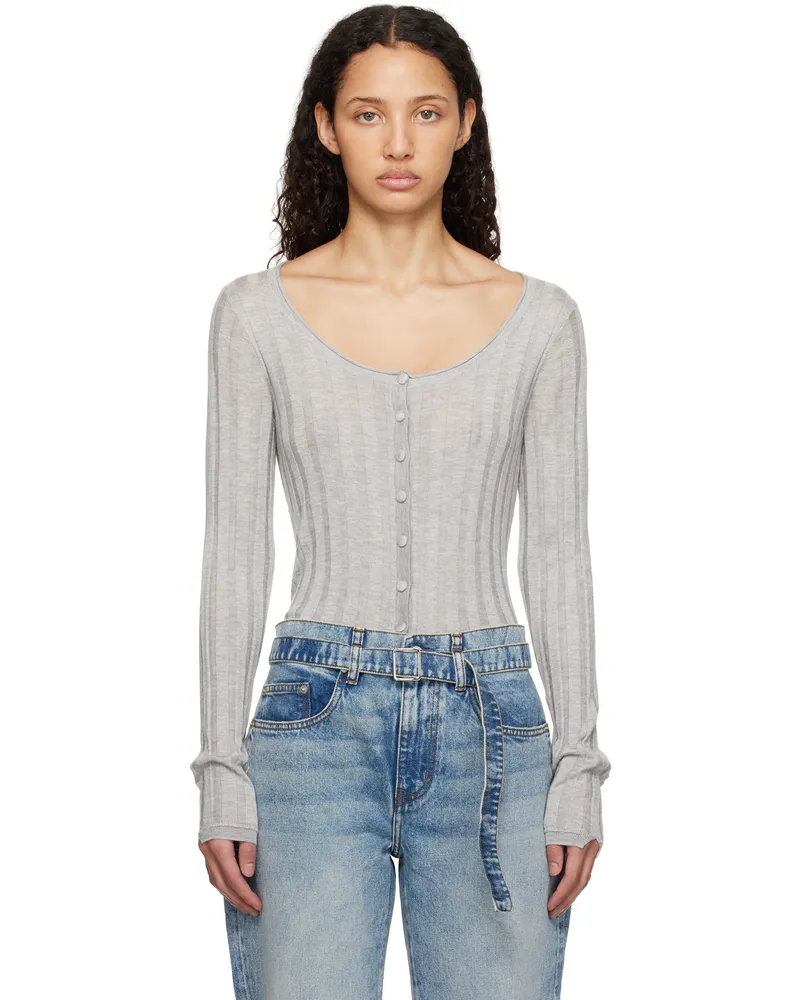 Proenza Schouler Gray Proenza Schouler White Label Hattie Cardigan Foggy
