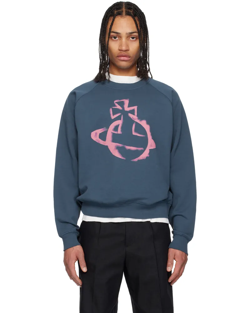 Vivienne Westwood Blue Stencil Orb Raglan Sweatshirt Ss25-k419