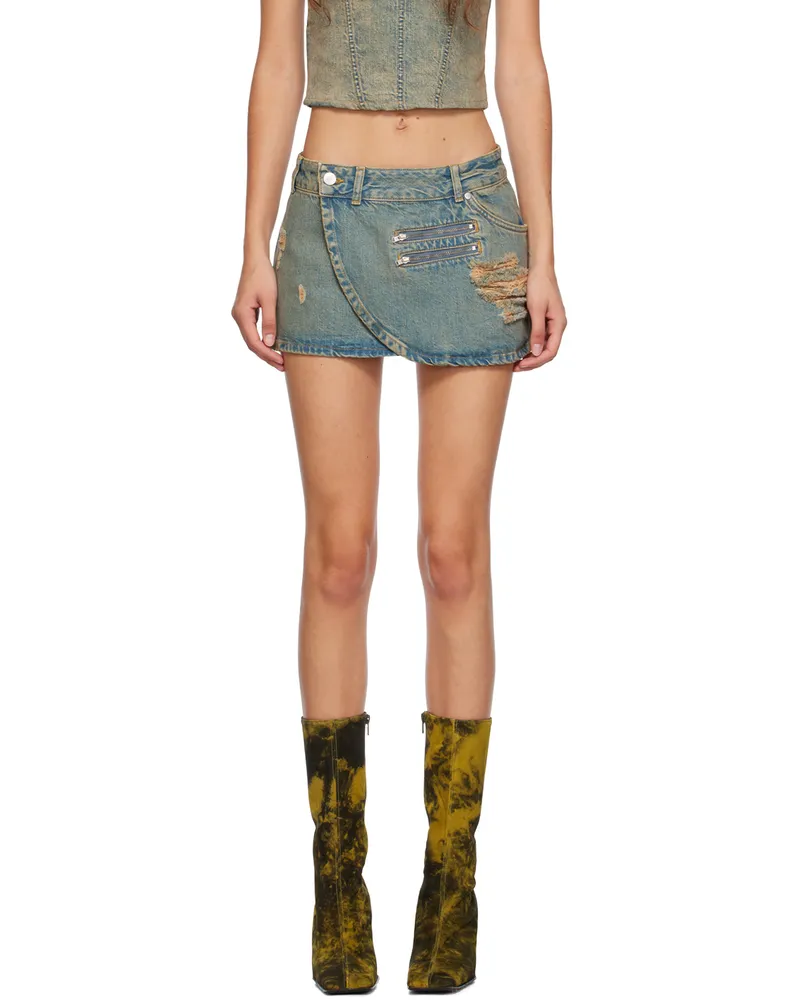 Miaou Blue Hunter Denim Miniskirt Green