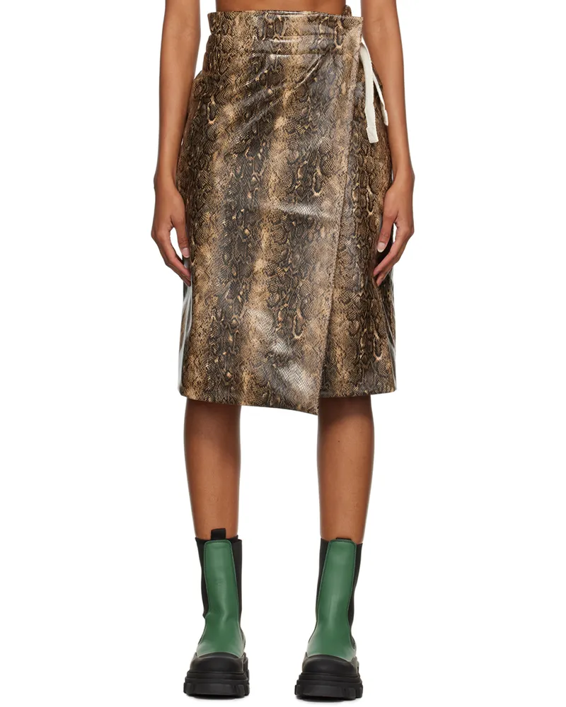 Ganni Brown Snake Midi Skirt 383