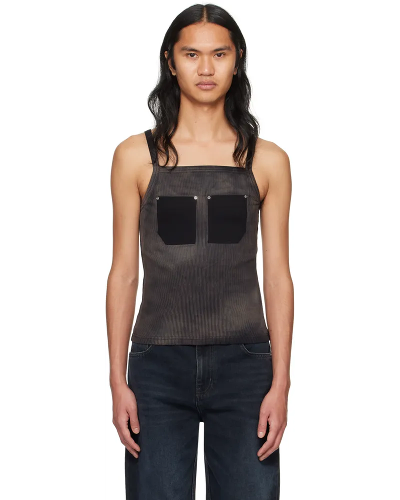 Dion Lee Black Rivet Pocket Tank Top Washed