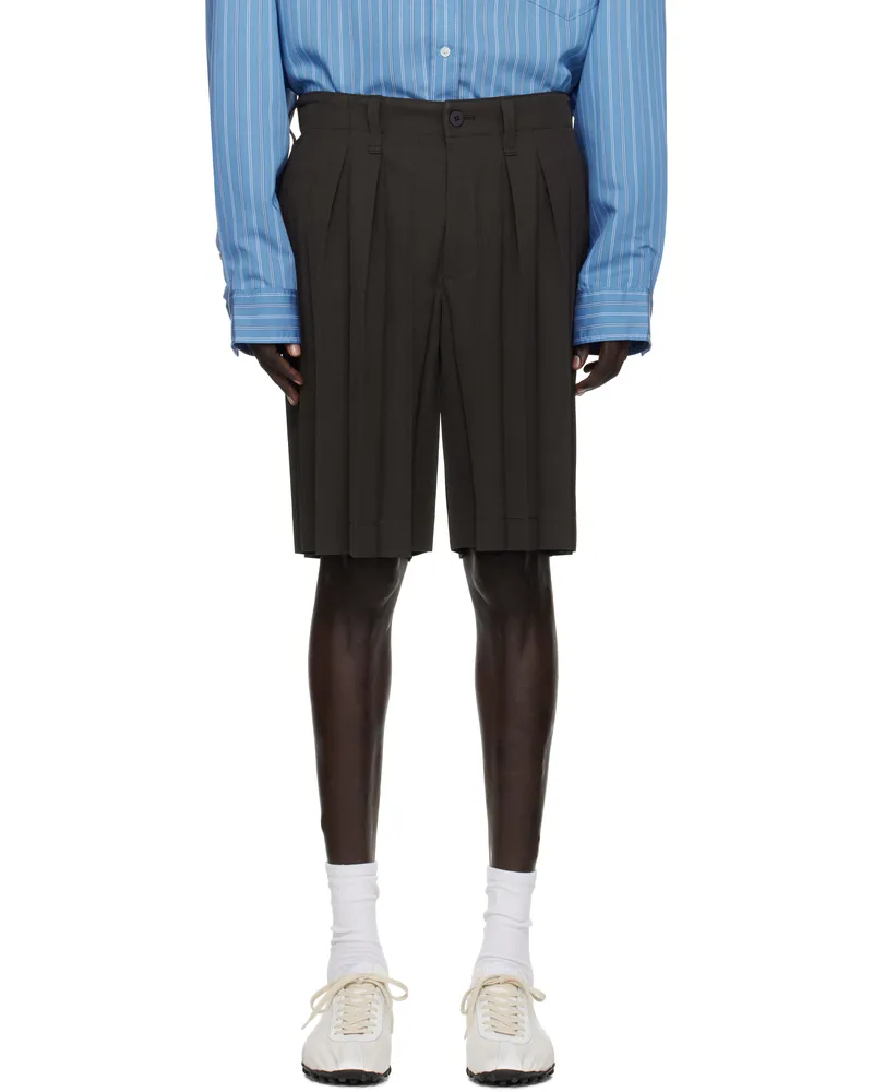 Issey Miyake Brown Edge Ensemble Shorts 47-dark