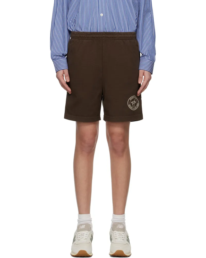 SPORTY & RICH Brown 'Riding Club' Gym Shorts 10
