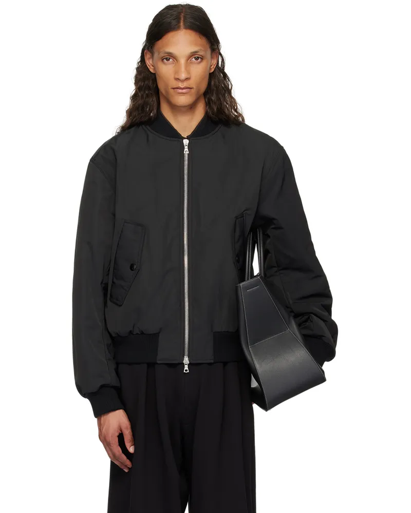 Dries van Noten Black Padded Bomber Jacket 900