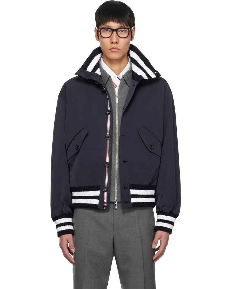 Thom Browne Navy Tech Flight Bomber Jacket 415