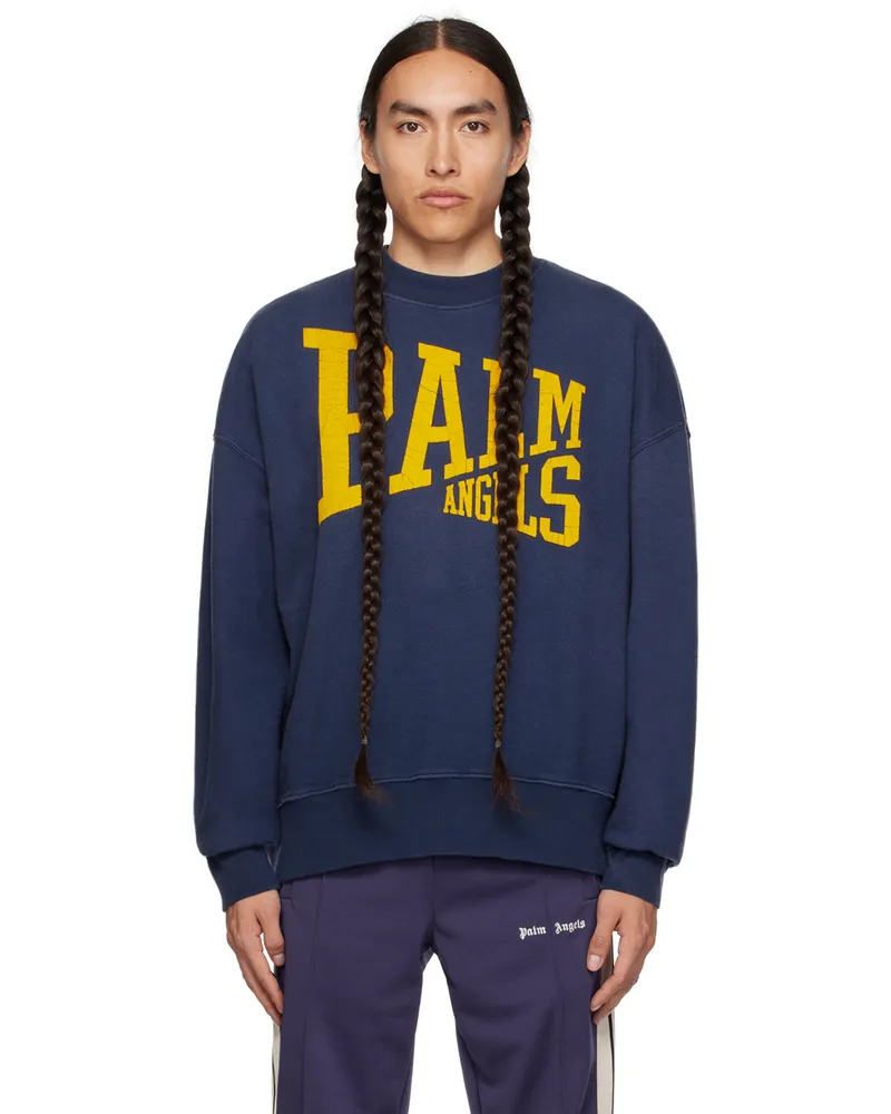 Palm Angels Navy College Sweatshirt Navy