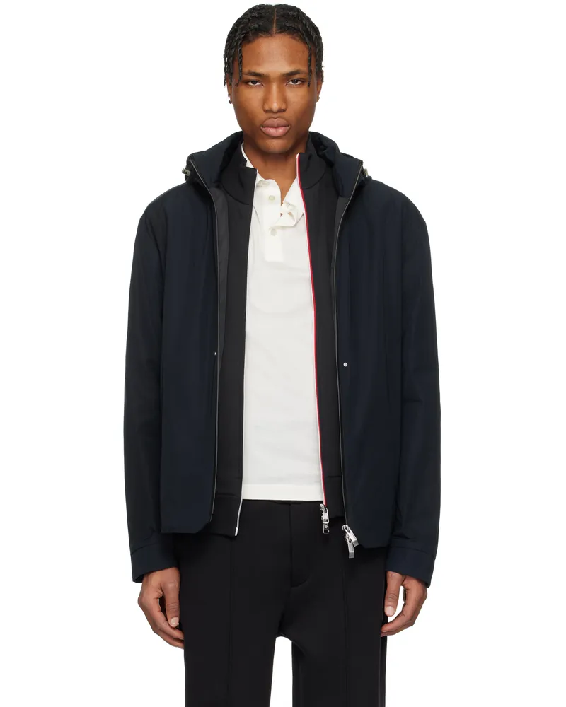 Moncler Navy Lacha Hooded Windbreaker Jacket 742