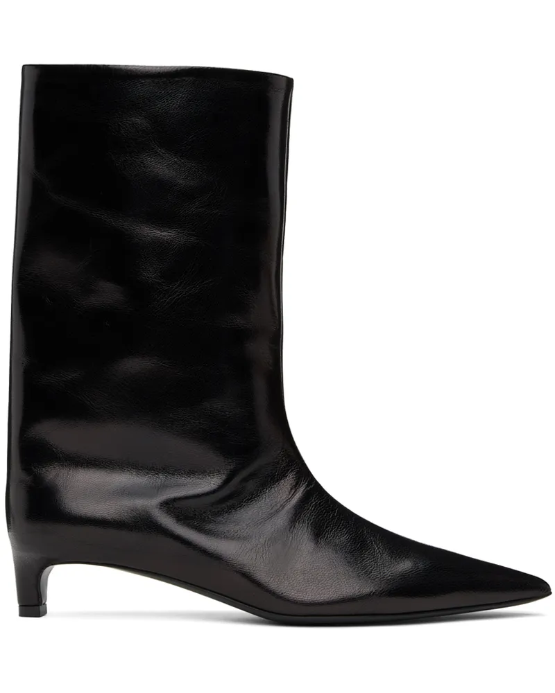 Jil Sander Black Leather Heeled Boots 001