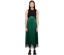 Black & Green Twisted Midi Dress