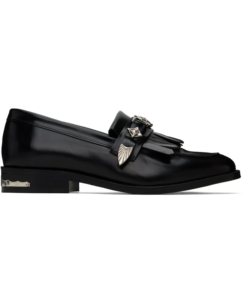 Toga Black Fringe Loafers Black