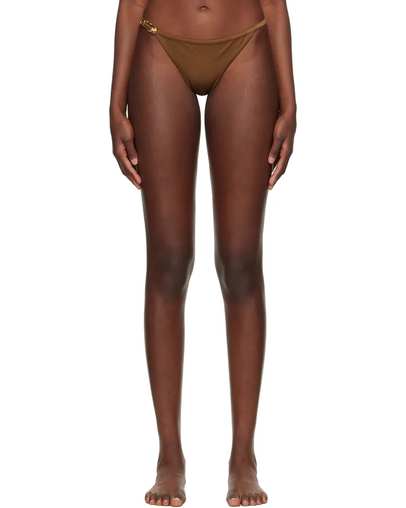 Versace Brown Safety Pin Bikini Bottom 1ng80-tobacco