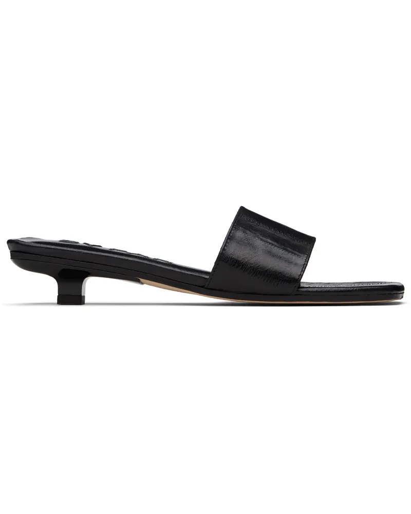 by FAR Black Ceni Eel Embossed Leather Heeled Sandals Bk001
