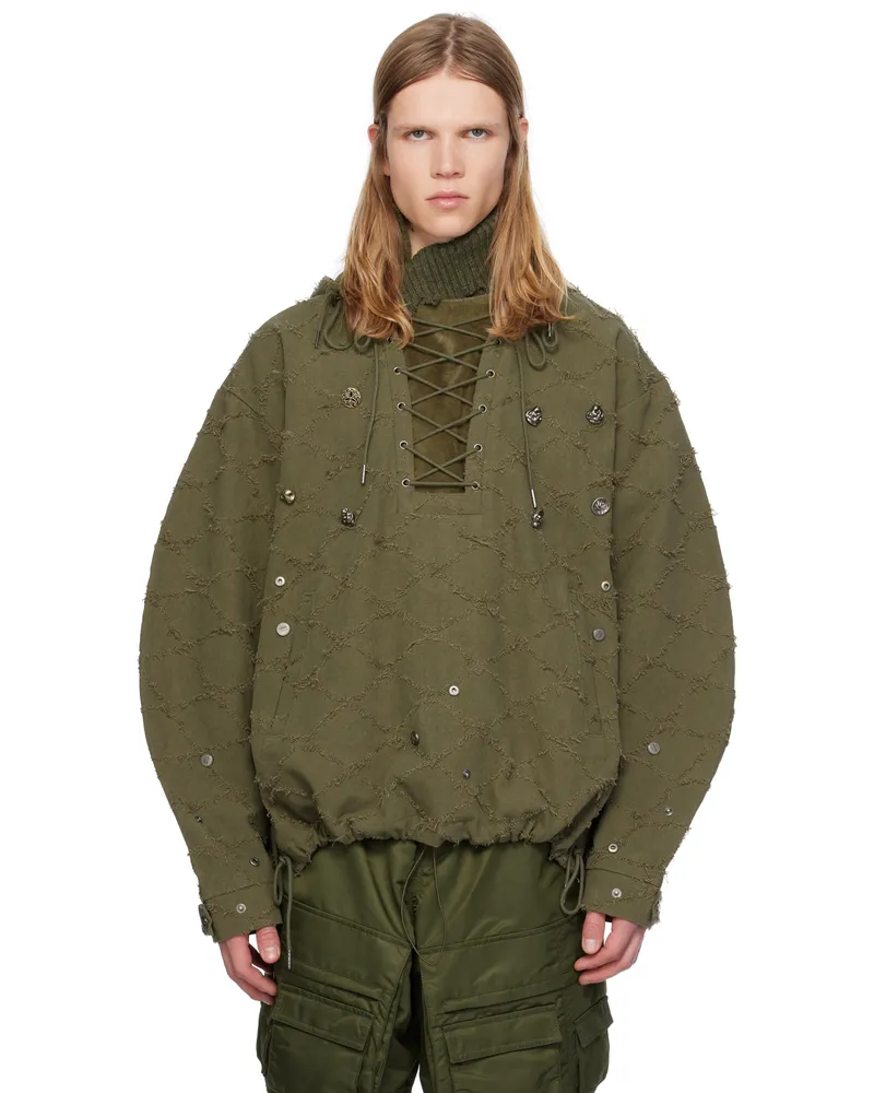 Andersson Bell Khaki Lace-Up Hoodie Khaki