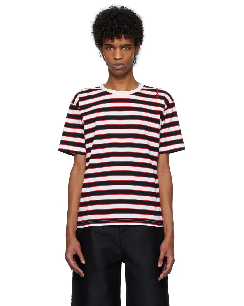 Marni Black & White Striped T-shirt Stn99