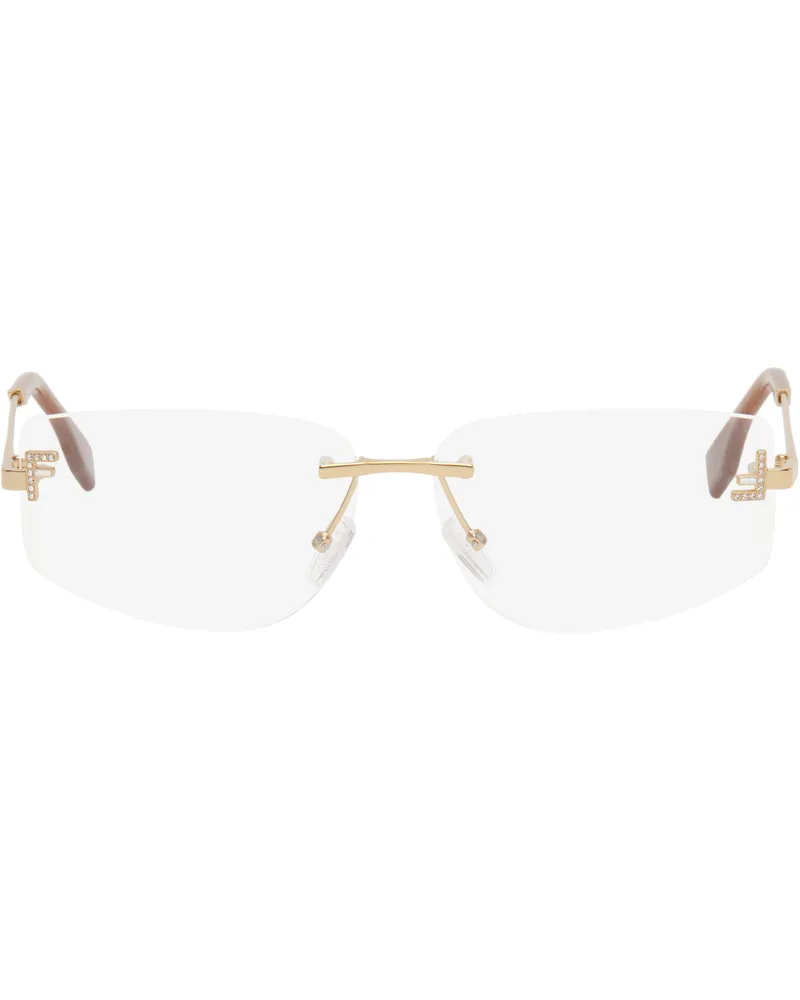 Fendi Gold First Crystal Glasses Shiny