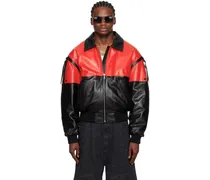 Red & Black 80 Leather Bomber Jacket