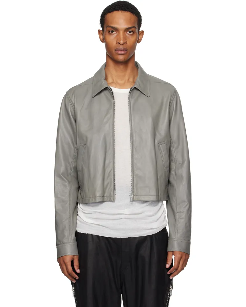 Rick Owens Gray Concordians Alice Brad Leather Jacket 06