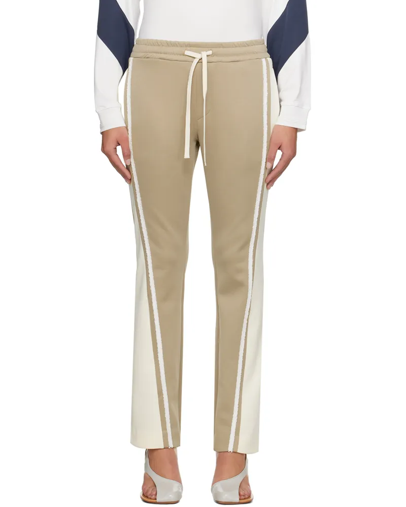 Kijun Beige & Off-White Flared Tape Track Pants Beige